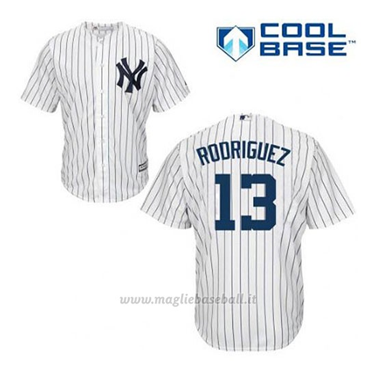 Maglia Baseball Uomo New York Yankees Alex Rodriguez 13 Bianco 1ªCool Base